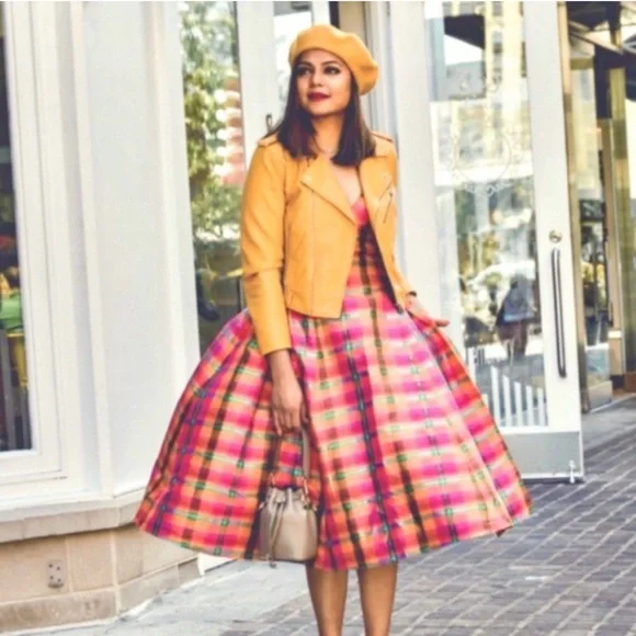 Isaac Mizrahi Vibrant Plaid Midi Skirt - Picture 1 of 10
